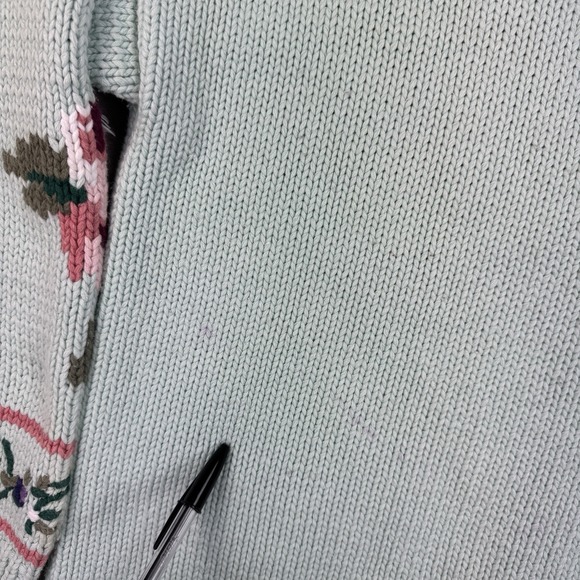 Vtg Hand Knit Charter Club Floral Cardigan Womens M Cottagecore Granny Sweater - Picture 10 of 11